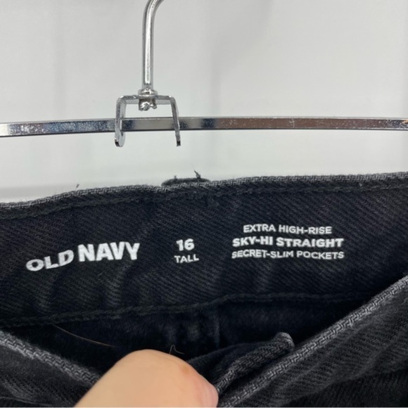 Old Navy Extra‎ High-Waisted Sky-Hi Straight Raw-Hem Jeans size 16 tall - Picture 3 of 10